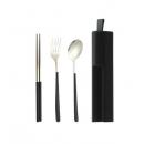 手機支架304不鏽鋼筷子叉子套裝餐具三件套便攜收納盒